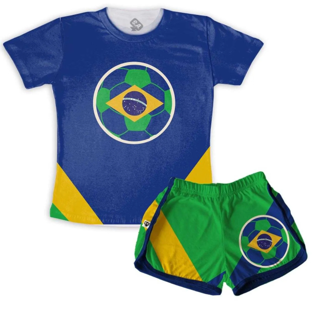 Pijama Feminino Para A Copa Bandeira 