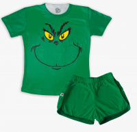 Pijama  Feminino Verde Do Grinch Para O Natal 