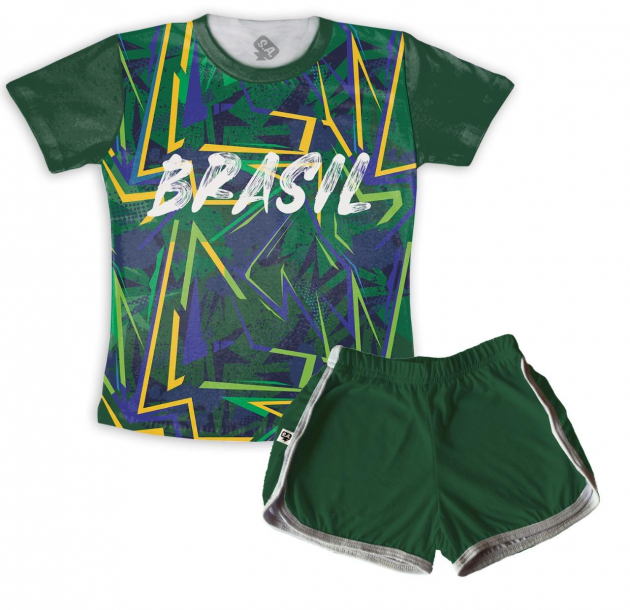Pijama Feminino Verde  Para A Copa Do Brasil 