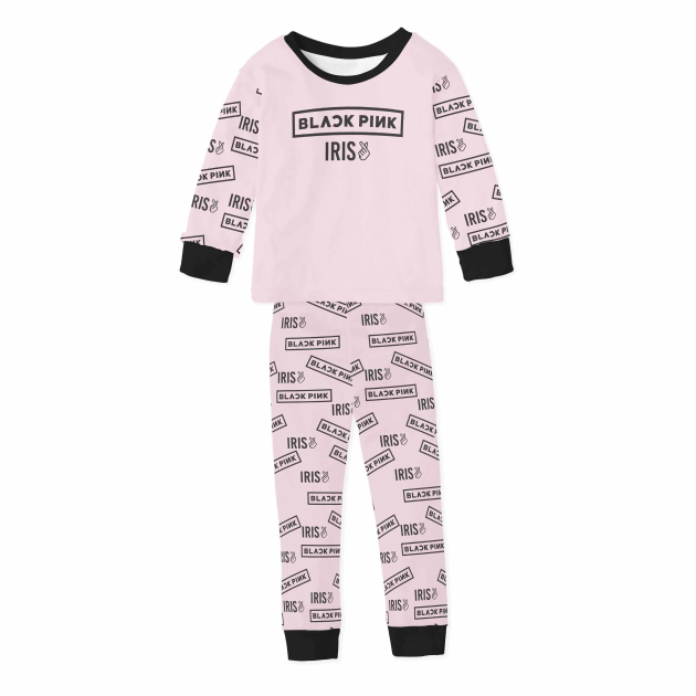 Pijama Infantil De Malha Com Punho Black Pink 