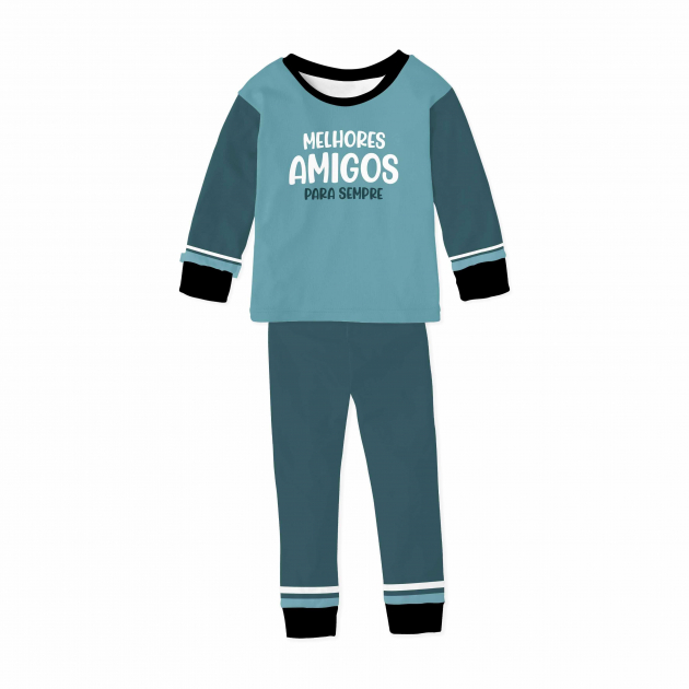 Pijama Infantil De Malha Com Punho Melhores Amigos 