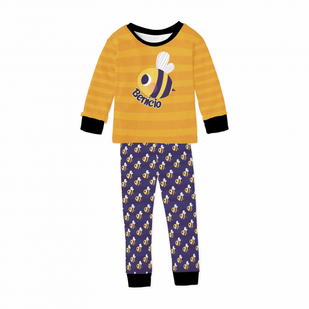 Pijama Infantil de Malha com Punho Tema Abelha Abelhinhas 