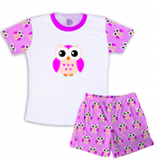 Pijama Infantil De Malha Masculino Coruja Rosa