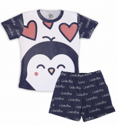 Pijama Infantil De Malha Masculino Pinguin Com Nome