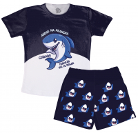 Pijama Infantil De Malha Masculino Tubarão Vai Te Pegar 