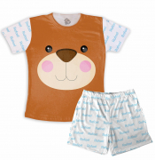 Pijama Infantil de Malha Masculino Urso Com Nome