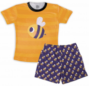 Pijama Infantil De Malha Masculino Verão Personalizado Com Nome Abelha Abelhinhas 