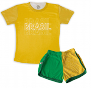 Pijama infantil Feminino  Verde E Amarelo  Para A Copa