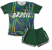 Pijama Infantil  Feminino Verde Para A Copa Do Brasil