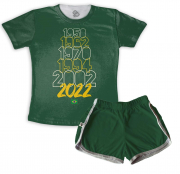 Pijama Infantil  Feminino Verde Para A Copa 