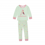 Pijama Infantil Inverno Flanelado com Punho Floral verde