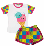 Pijama Feminino Infantil Malha Sorvete