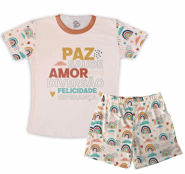 Pijama Infantil Masculino  Ano Novo Paz Saude Amor Sorte Diversão Felicidade e Esperança