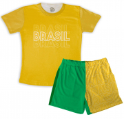 Pijama Infantil Masculino Para A Copa Amarelo