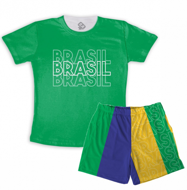 Pijama infantil  Masculino Para A Copa Brasil