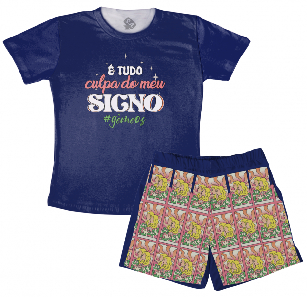 Pijama Masculino  Adulto É Tudo Culpa Do Meu Signo Gêmeos 