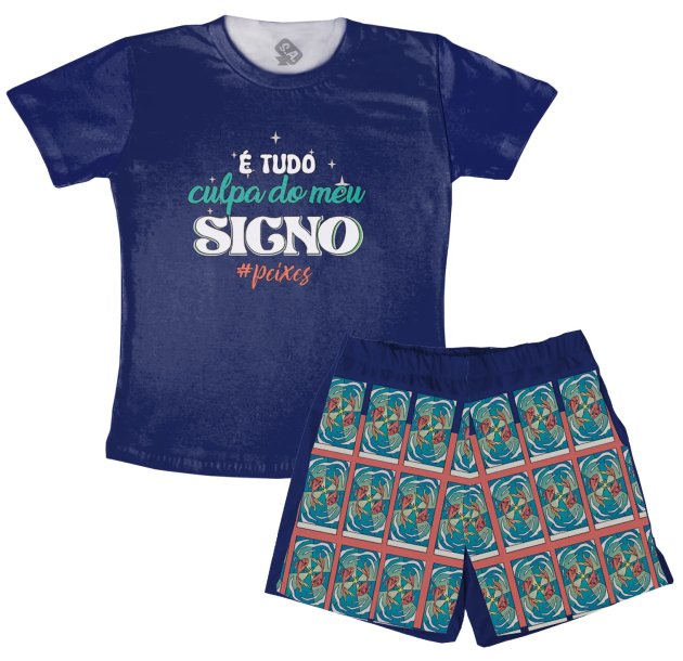 Pijama Masculino  Adulto É Tudo Culpa Do Meu Signo Peixes