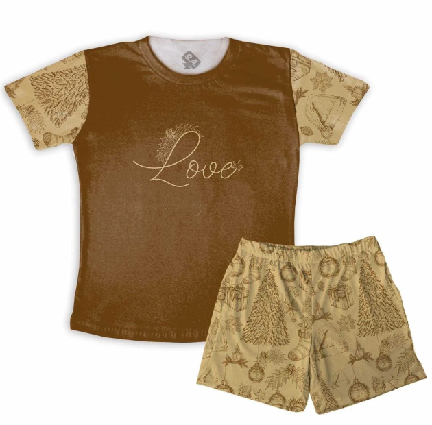 Pijama Masculino Infantil Verão  Natal Love 