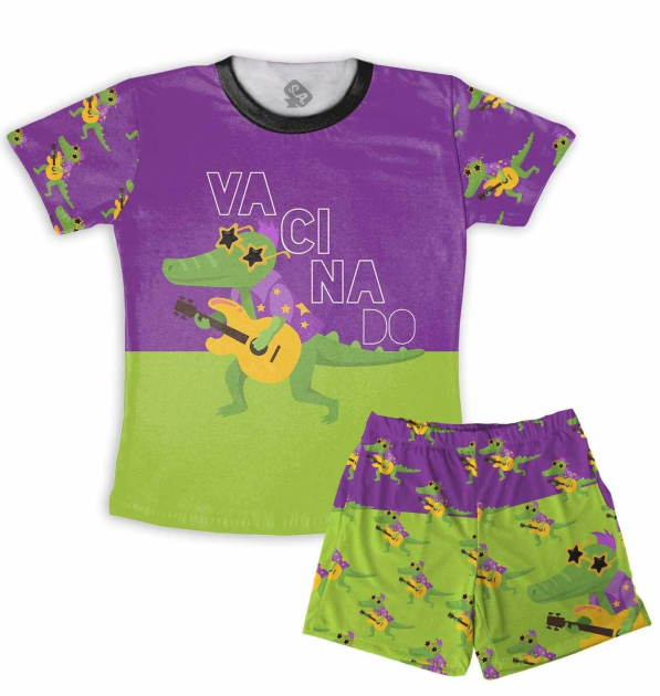 Pijama Masculino Infantil Verão Vacinado 