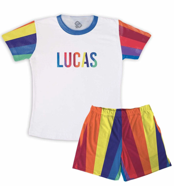 Pijama Masculino Malha Color Com Nome 