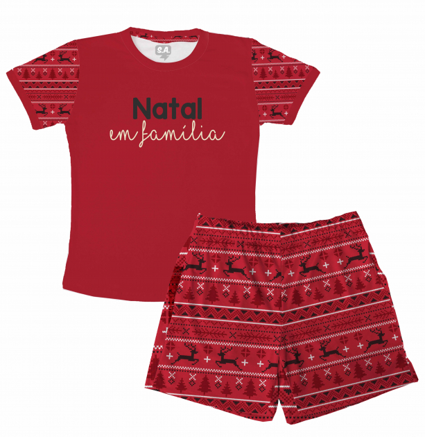 Pijama Masculino Malha Natal Em Família
