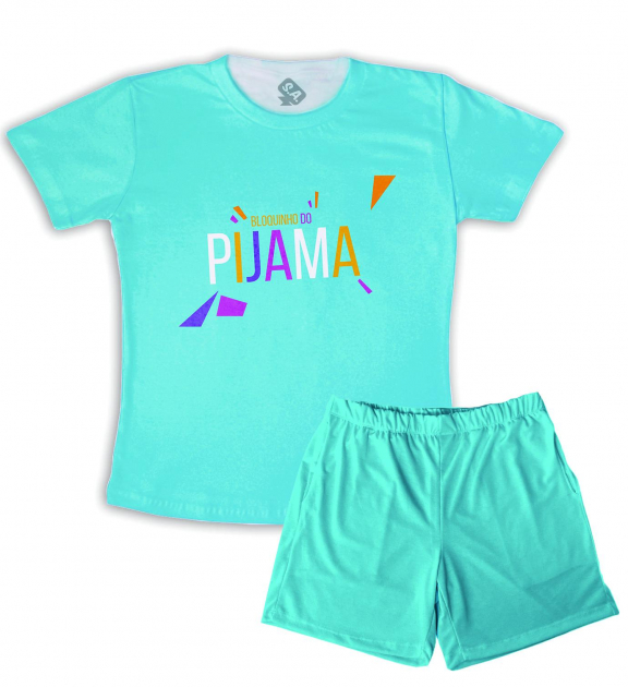 Pijama Masculino Malha Tema Bloquinho Do Pijama Ciano 