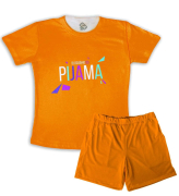 Pijama Masculino Malha Tema Bloquinho Do Pijama Laranja Liso 