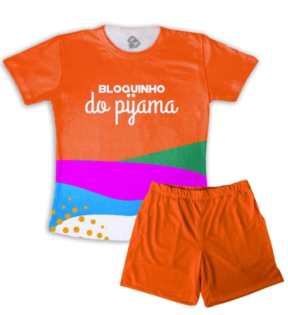 Pijama Masculino Malha Tema Bloquinho Do Pijama Laranja 