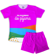 Pijama Masculino Malha Tema Bloquinho Do Pijama Magenta 