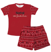 Pijama Masculino Malha Tema Natal - Xadrez