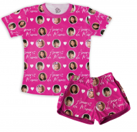 Pijama Rosa  Adulto Verão  Amores da Mamãe 