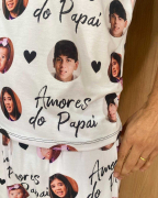 Pijama Verão Masculino com Fotos dos Filhos Amores do Papai