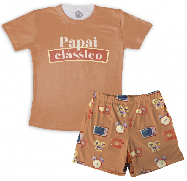 Pijama Verão Masculino Adulto Dia Dos Pais Papai Clássico 