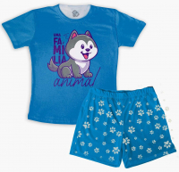 Pijama Verão Masculino Adulto Pai Uma Família Animal 