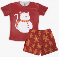 Pijama Vermelho   Masculino  Gato-Noel  Para O Natal