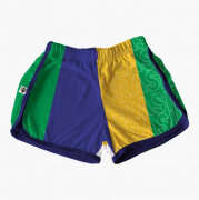 Short Azul infantil  Tactel Feminino Para A Copa Cores do Brasil 