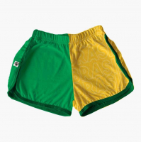 Short infantil  Tactel Feminino Verde E Amarelo   Para A Copa