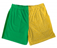 Short Tactel Amarelo E Verde  Masculino Para A Copa