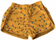 Short Tactel Feminino Adulto Luzes Natal Amarelo 