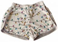 Short Tactel Feminino Adulto Luzes Natal Bege