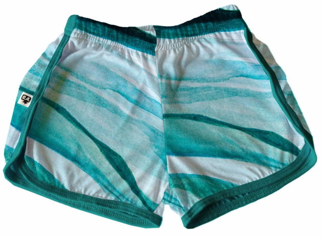 Short Tactel Feminino Adulto Verão Azul Marmorizado 