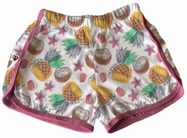 Short Tactel Feminino Infantil Abacaxi e Coco 