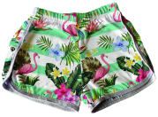 Short Tactel Feminino Infantil Floral Flamingos 