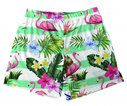 Short Tactel Masculino Infantil Floral Flamingos 