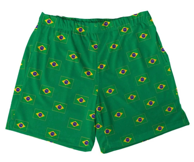 Short Tactel Verde Masculino Infantil  Para A Copa