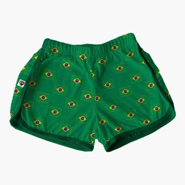 Short Verde Tactel Feminino Adulto Verão Para A Copa