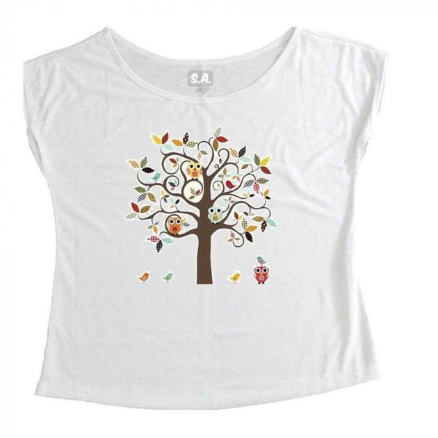 T-Shirt Feminina Árvore Corujas