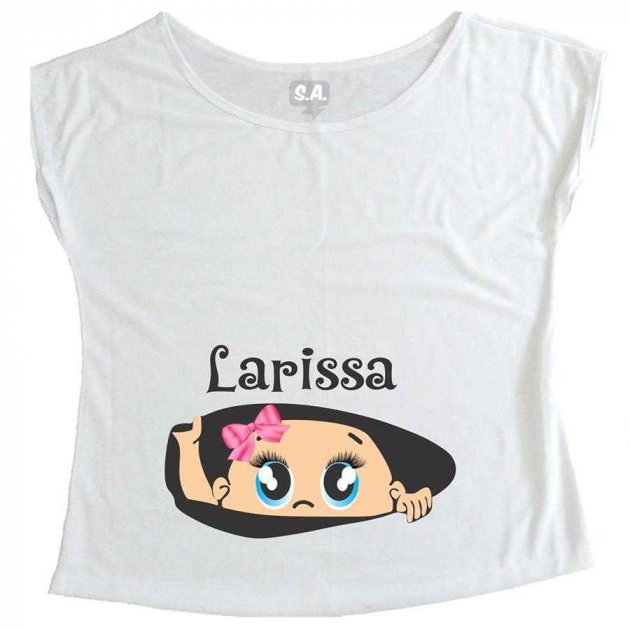 T-Shirt Gestante Menina Espiando Olhos Azuis