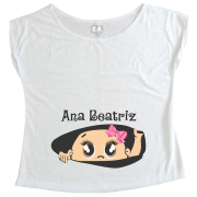 T-Shirt Gestante Menina Espiando Olhos Castanhos