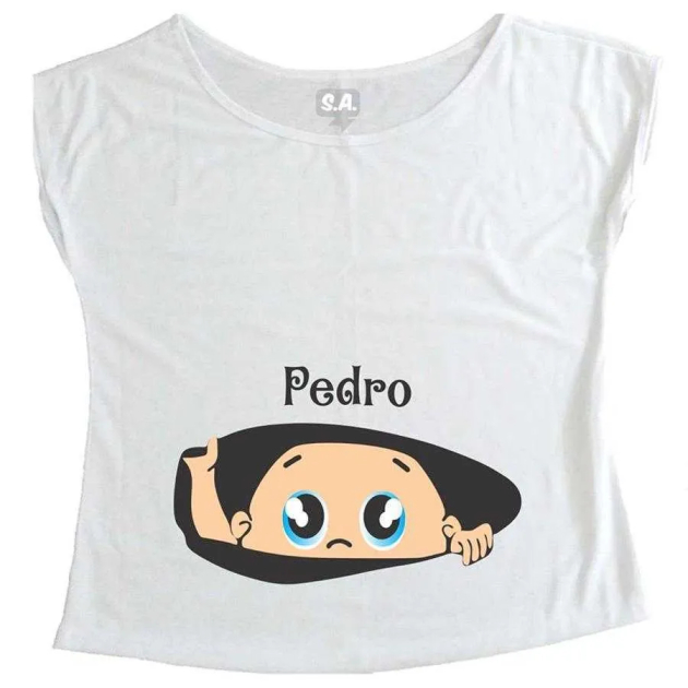 T-Shirt Gestante Menino Espiando Olhos Azuis